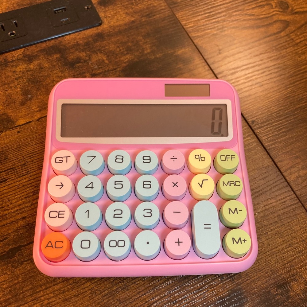Pink Calculator Cute Colorful Chunky Buttons New Office Decor FengShui Girl Boss